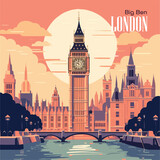 Fototapeta Big Ben - Big Ben in London, famous monument of United Kingdom. hand drawing art Vector illustration