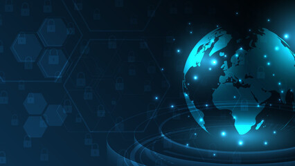 Wall Mural - global network connection world map abstract technology background global business innovation concep