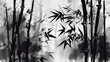 Ink painting bamboo elements wallpaper 