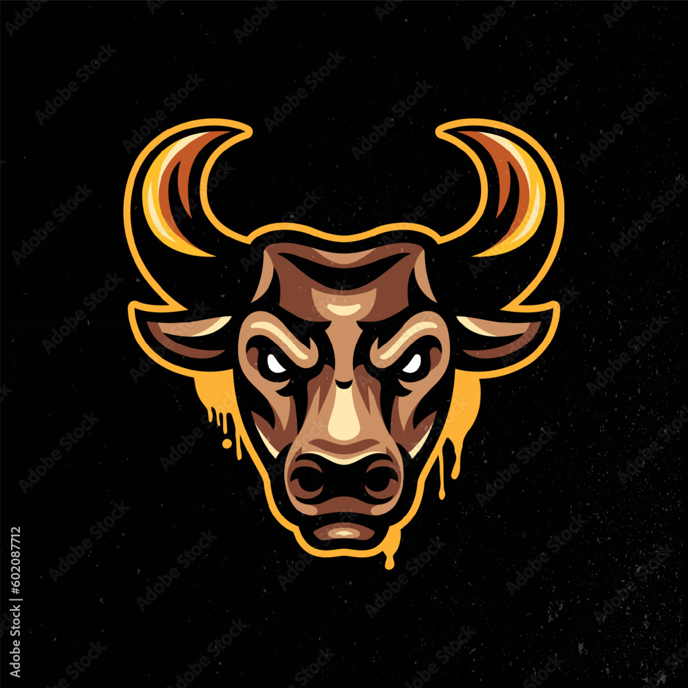 Bull head mascot logo design Stock Vector | Adobe Stock