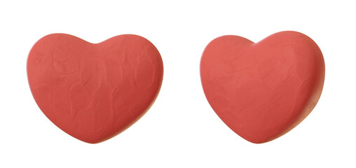 Poster - plasticine heart isolated on white background. 3d rendering illustration for graphic design, ui ux design, presentation or background. cute cartoon style