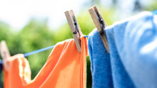 Clothes Hanging To Dry On A Laundry Line