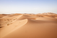 Sand Dunes In Desert Landscape, Sahara Desert, Morocco