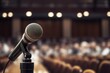 © OLKS_AI - A microphone in front of a conference seminar audience. Generative AI