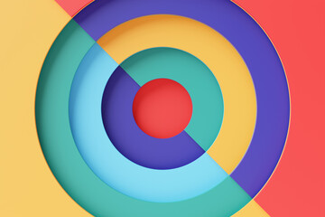 Poster - Colorful abstract wallpaper consisting of bright colored circles. Color wheel. Fun, bright, cheerful color background. 3D illustration