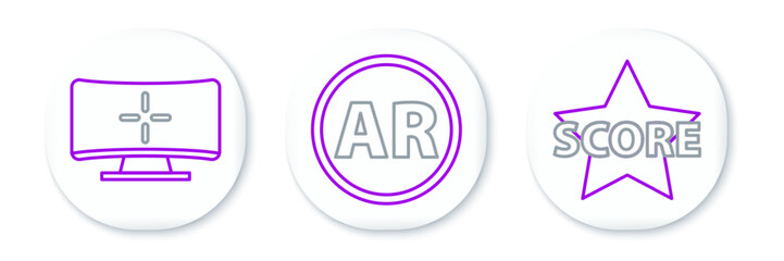 Poster - Set line Star, Computer monitor and Ar, augmented reality icon. Vector