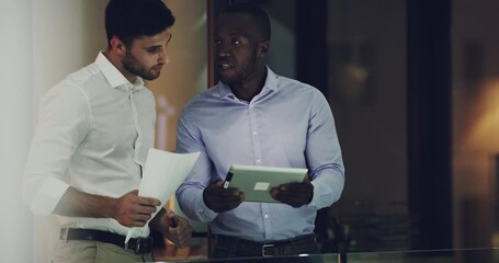 Aufkleber - Teamwork, men or business people for data analysis, company growth or research idea. Consulting, documents or networking in office for collaboration, strategy review or planning schedule agenda