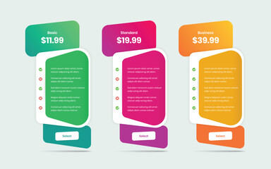 Wall Mural - modern pricing comparison layout design for businesses and startup agencies