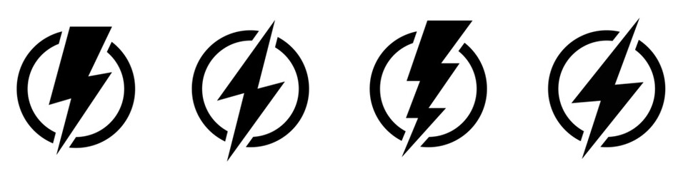 set lightning bolt. thunderbolt flat style - stock vector. flash current icons with white background