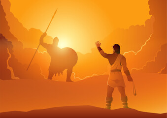 david and goliath ready for a duel