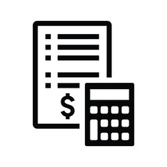 Accounting, calculator, document icon.