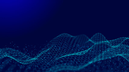 Poster - Abstract digital wave. Digital network background. 3D rendering