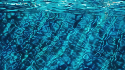 Top view of pure blue water in the pool with light reflections. Generative ai