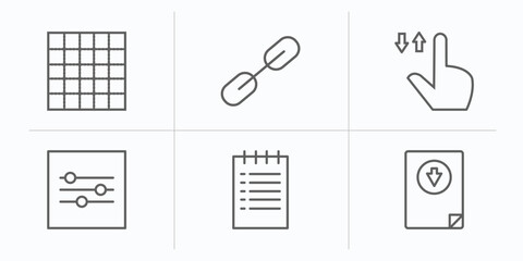 Aufkleber - web outline icons set. thin line icons such as grid on, interlinked web, tab, on slider, create list