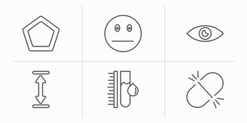 Poster - user interface outline icons set. thin line icons such as gradient, sceptic smile, visual, height, ink level, unlink vector.
