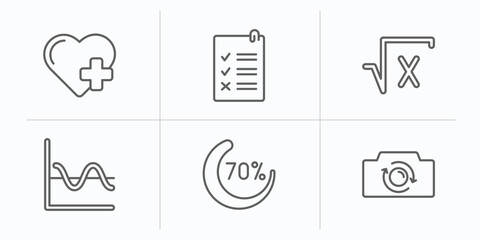 Poster - user interface outline icons set. thin line icons such as add a like, rule, square root, sine wave, loading indicator, switch camera vector.