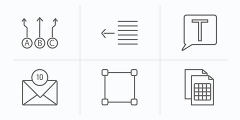 Poster - user interface outline icons set. thin line icons such as abc item chart, text out, text box, unread