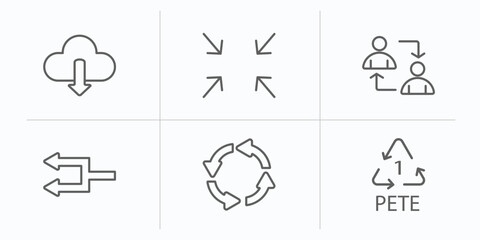 Poster - user interface outline icons set. thin line icons such as download data, exit full screen arrows, exchange personel, refresh left arrow, circular arrow, 1 pete vector.