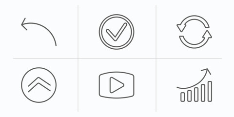 Poster - user interface outline icons set. thin line icons such as sketched arrow, right, refresh button, up 