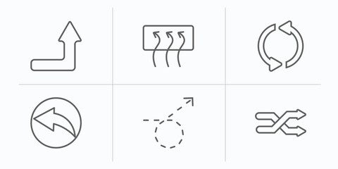 Poster - user interface outline icons set. thin line icons such as right up arrow, rear window defrost, loopi