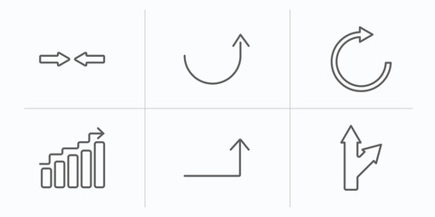 Poster - user interface outline icons set. thin line icons such as turn, semicircular up arrow, rotate arrow, increasing, turn up arrow, detour vector.