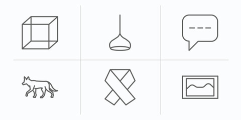 Poster - shapes outline icons set. thin line icons such as geometry cube, dome light, oval speech bubble, jac