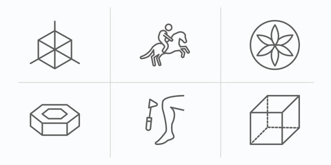 Poster - shapes outline icons set. thin line icons such as cube geometrical, horseman, flower of life, hexagonal prism, reflex, rectangular prism vector.