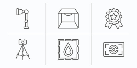Poster - photography outline icons set. thin line icons such as illuminatio, light box, high quality, tr, blur, metering vector.