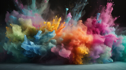 Wall Mural - explosion of pastel paints. fusion of pastel colors in paint and smoke. creative, original, dynamic 