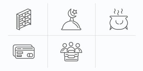 Poster - other outline icons set. thin line icons such as seventeen, small shelf, mosque moon and star, caudr