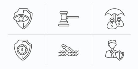 Poster - insurance outline icons set. thin line icons such as vision insurance, legal expenses, investment insurance, deposit drown, agent vector.