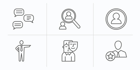 Poster - human resources outline icons set. thin line icons such as dialogue, recruitment, profiles, boss, appearance, behavioral competency vector.