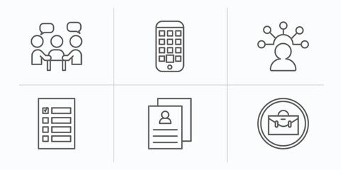 Poster - human resources outline icons set. thin line icons such as teamwork, application, skills, selection, cv, job vector.