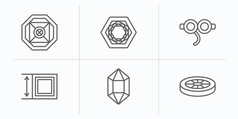 Poster - geometry outline icons set. thin line icons such as ennegon, polygonal hexagon, off, dimension, polygonal jewel, disk vector.