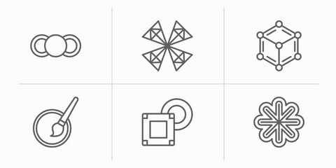 Poster - geometry outline icons set. thin line icons such as front, polygonal windmill, metatron cube, quick selection, , asterisk vector.