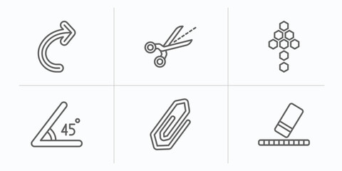 Poster - geometry outline icons set. thin line icons such as undo, trim, polygonal arrow up, angle, attach, e