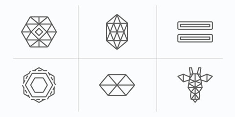 Poster - geometry outline icons set. thin line icons such as polygonal ornament, icosahedron, parallel, fille