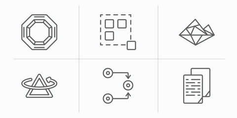 Poster - geometry outline icons set. thin line icons such as octagon, ungroup, polygonal mountains, rotate, flow, copy vector.