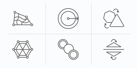 Poster - geometric figure collection. outline icons set. thin line icons such as distort, radius, transform, 