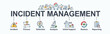 Incident management banner web icon for business management, incident, process, detection, analysis, initial support, restore, and report. Minimal vector infographic.