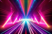 Background With Colorful Glowing Light And Speed Trails. Created With Generative AI