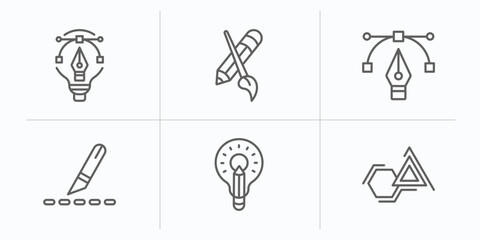 Poster - creative pocess outline icons set. thin line icons such as graphic de, de, graphic tool, slice, creative, sketch vector.