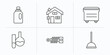 cleaning outline icons set. thin line icons such as softener, cleaning house, dumpster, acid, suspension, mop vector.