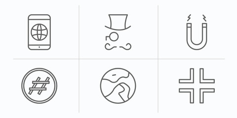 Poster - blogger and influencer outline icons set. thin line icons such as browser, hipster, magnet, hashtag, world, fame vector.