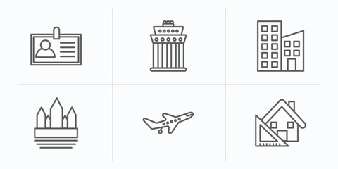 Poster - architecture and travel outline icons set. thin line icons such as name, brandenburg, apartments, angkor wat, flight, architecture vector.