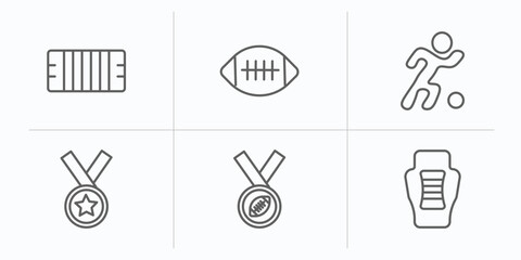 Poster - american football outline icons set. thin line icons such as american football mark, american footba