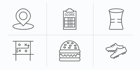 Poster - american football outline icons set. thin line icons such as position, score, gaiters, game planning, hamburger, cleats vector.
