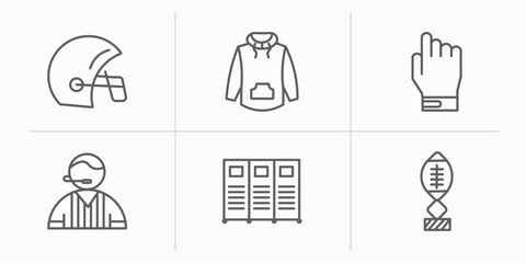 Poster - american football outline icons set. thin line icons such as football helmet, hoodie, glove for, ref