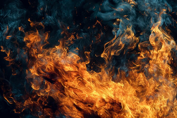 Wall Mural - fire burning in a black background, flames wallpaper. generative ai.
