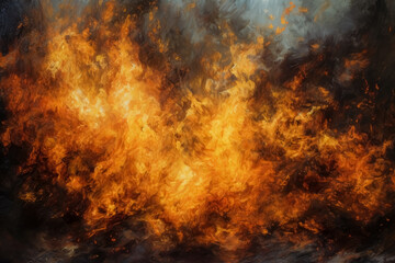 Wall Mural - fire burning in a black background, flames wallpaper. generative ai.